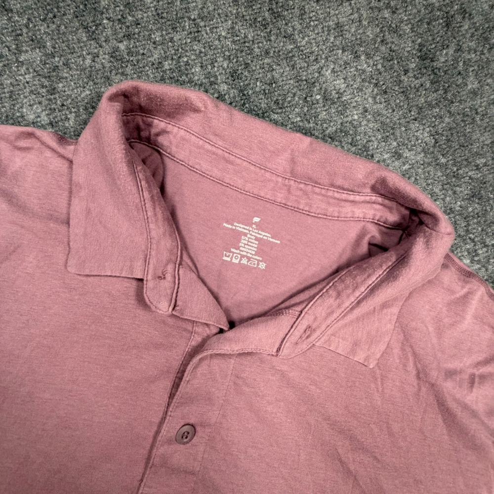 Fabletics Mens XL Short Sleeve Polo Shirt Mauve Pink Cotton Modal Spandex 0591